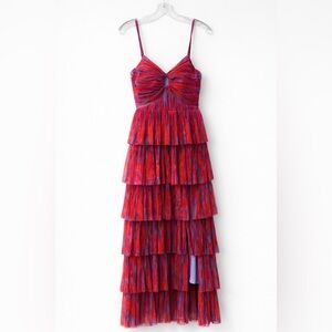 Hutch Tiered Pleated Tulle Maxi Dress